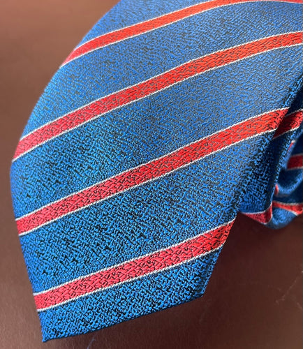 Red White & Blue Horizontal Shiny Striped Tie