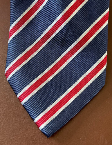Red White & Blue Horizontal Thin Striped Tie