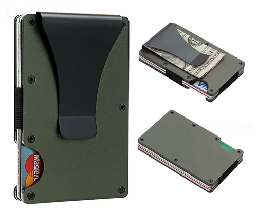 RFID Wallet Brushed Metal Green