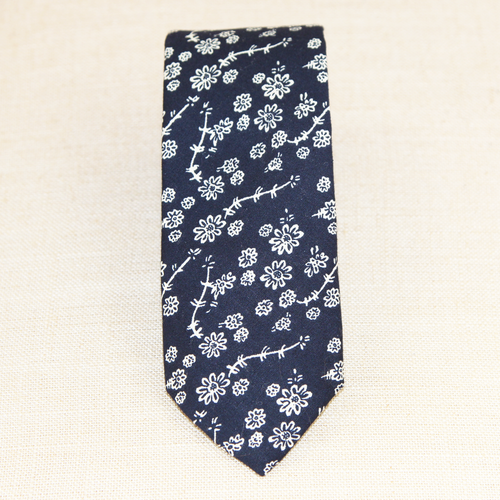 Dark Blue Floral Tie