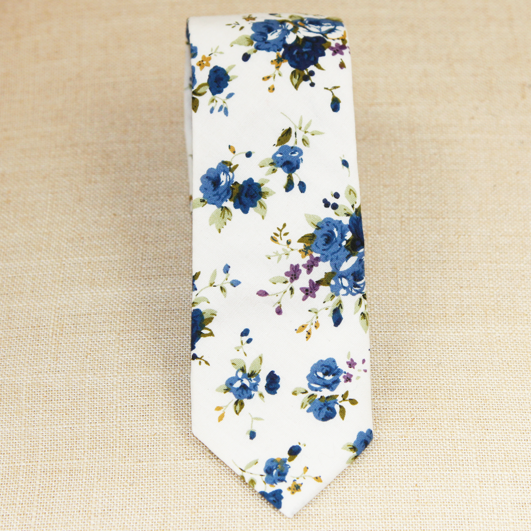 White Floral Tie